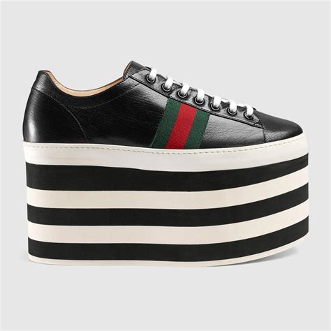 black gucci shoes sneakers|gucci platform sneakers black.